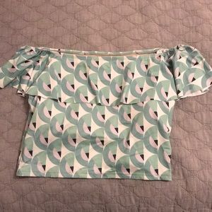 Kortni Jeane ruffled around top retro birds eye